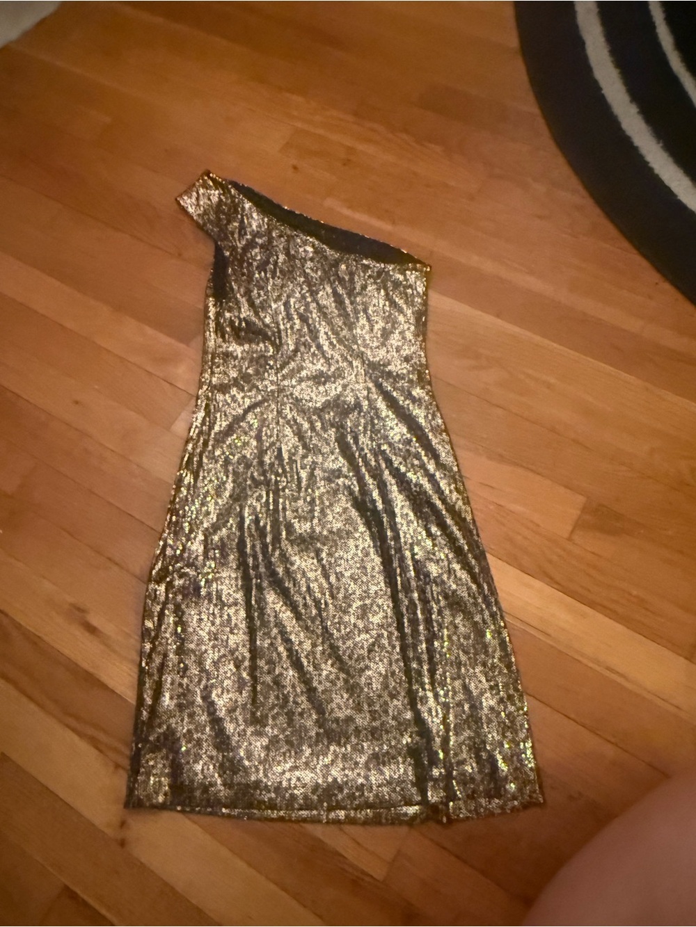 Gold One-Shoulder Sequin Dress